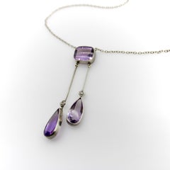 Edwardian Amethyst and Seed Pearl Sterling Silver Negligee Necklace