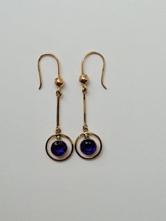 Edwardian Amethyst Paste Gold drop earrings