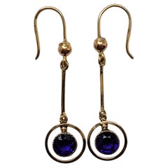 Edwardian Amethyst Paste Gold drop earrings