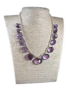 Edwardian Amethyst & Pearl Necklace 18ct Gold Clasp