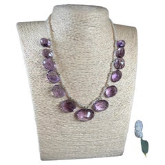Edwardian Amethyst & Pearl Necklace 18ct Gold Clasp