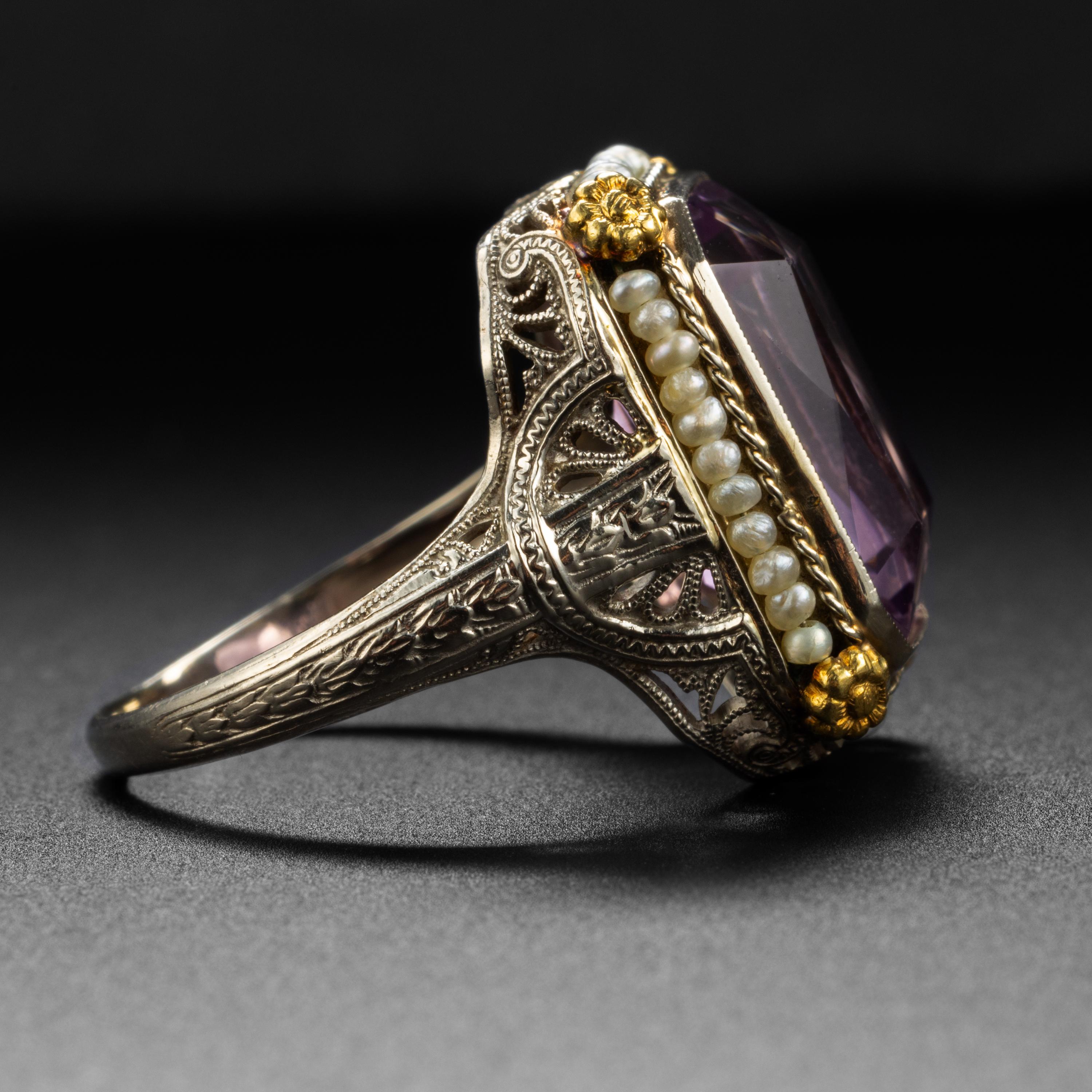 pearl and amethyst ring