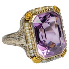 Antique Edwardian Amethyst & Pearl Ring