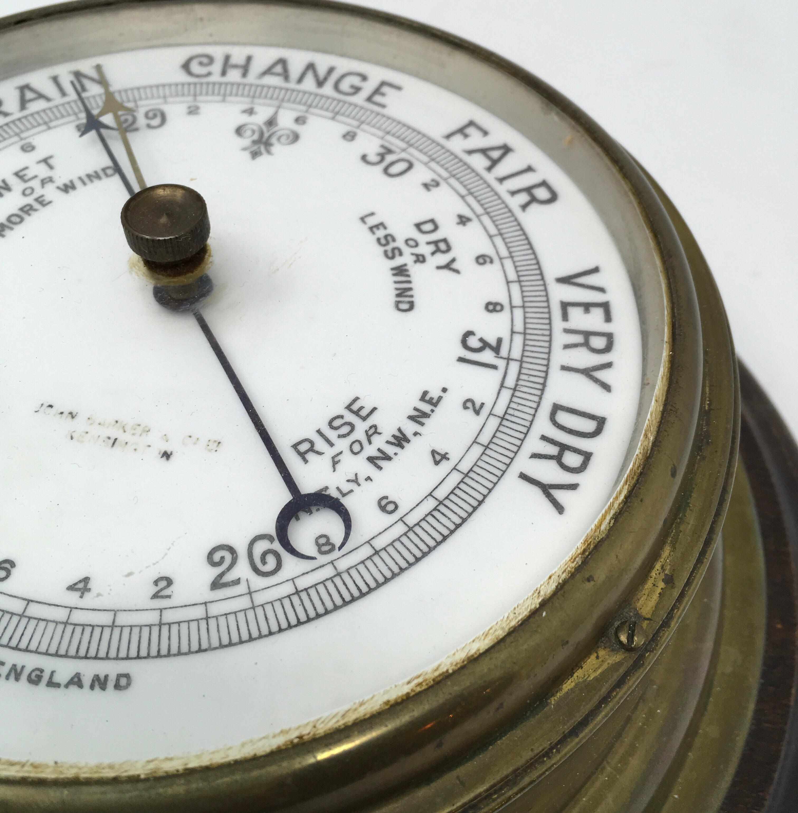 Edwardian Aneroid Ships Barometer by John Barker & Co. In Good Condition In Houston, TX