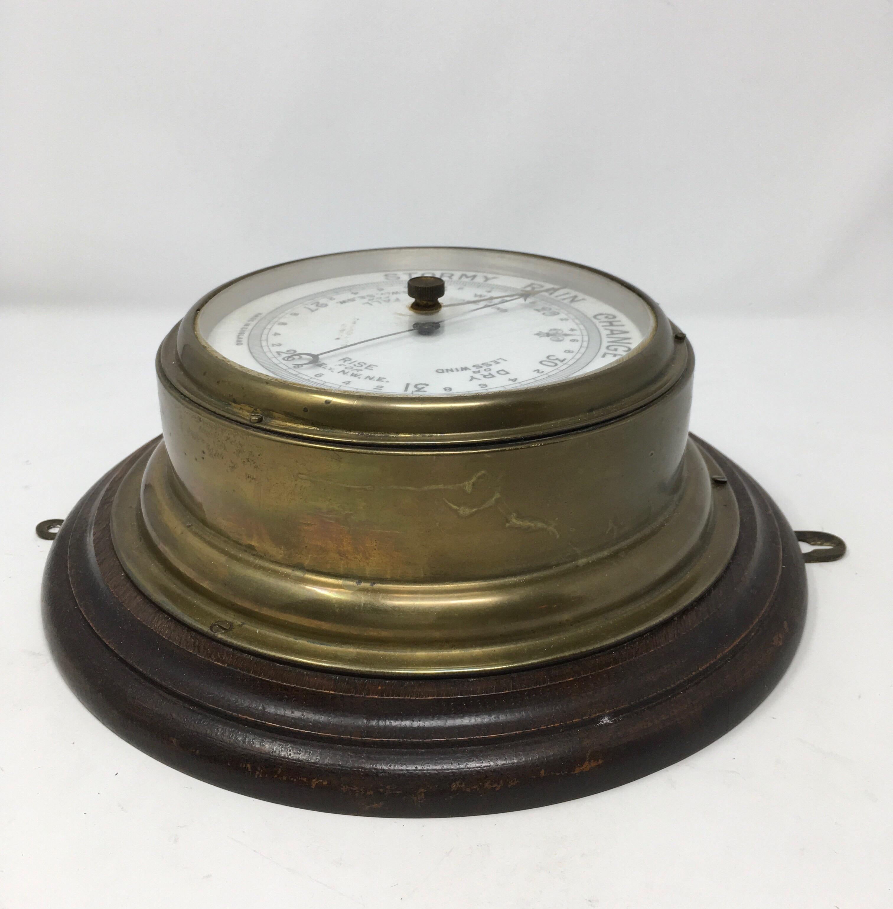 20th Century Edwardian Aneroid Ships Barometer by John Barker & Co.