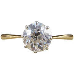 Edwardian Antique 1.40 Carat Diamond Solitaire 18 Carat Gold, Platinum Ring