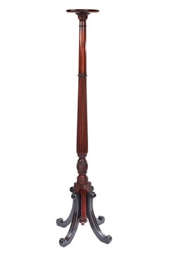 Edwardian Antique Carved Mahogany Torchere Stand