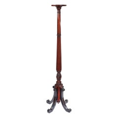 Edwardian Antique Carved Mahogany Torchere Stand