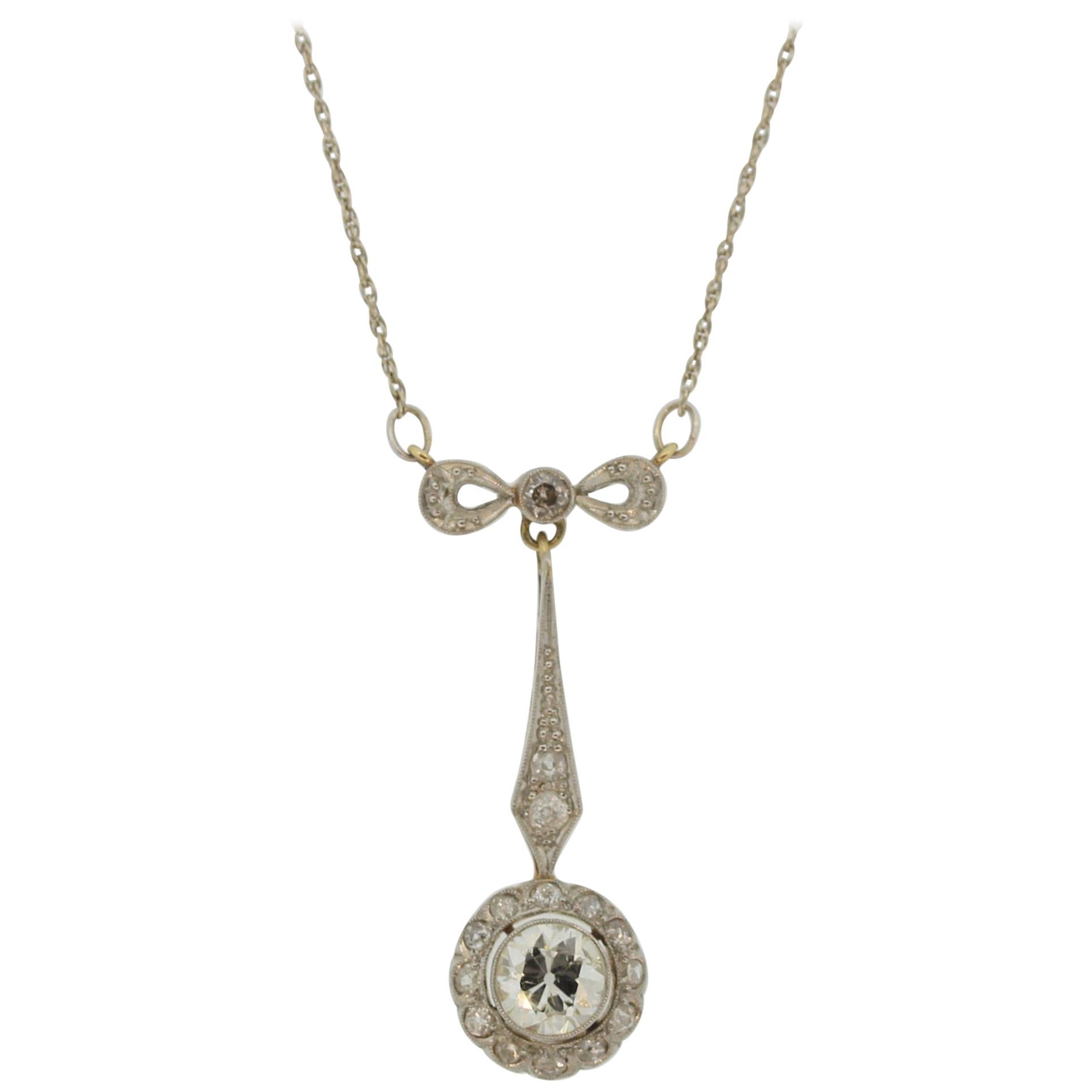Edwardian Antique Diamond Gold Necklace
