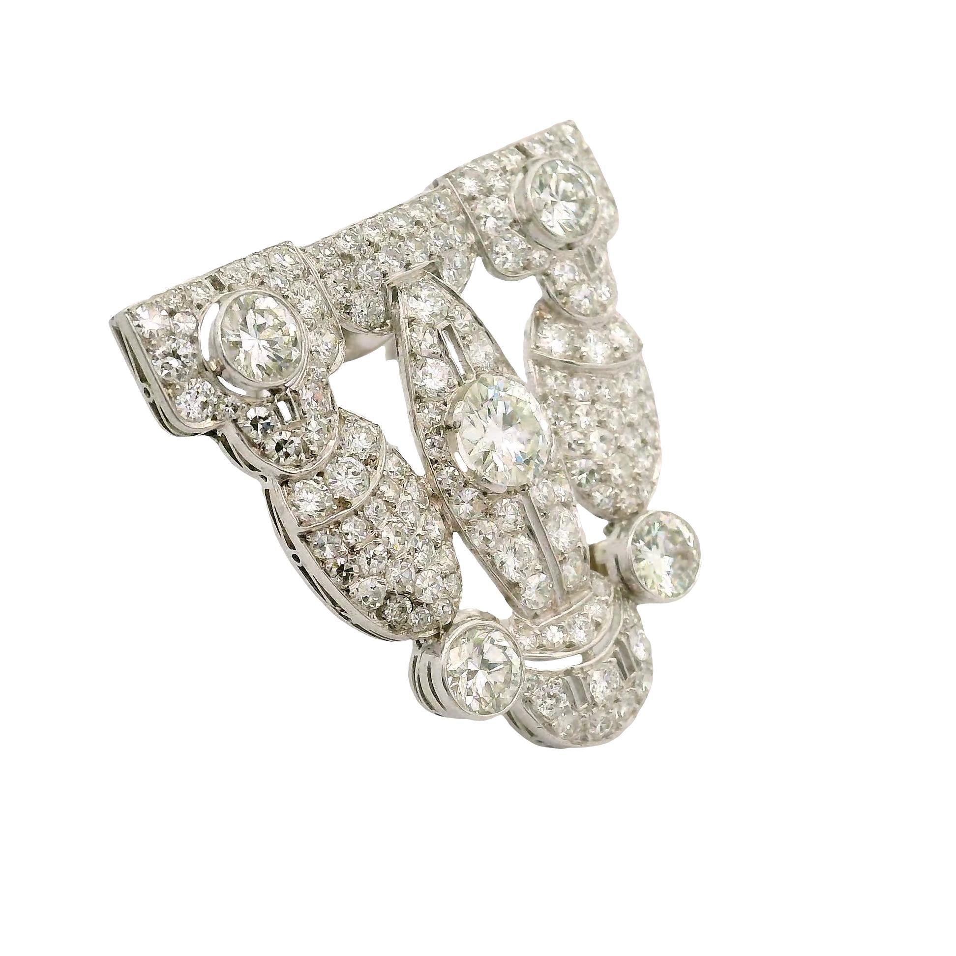 Edwardian Antike Diamant Platin Brosche im Zustand „Hervorragend“ im Angebot in Beverly Hills, CA