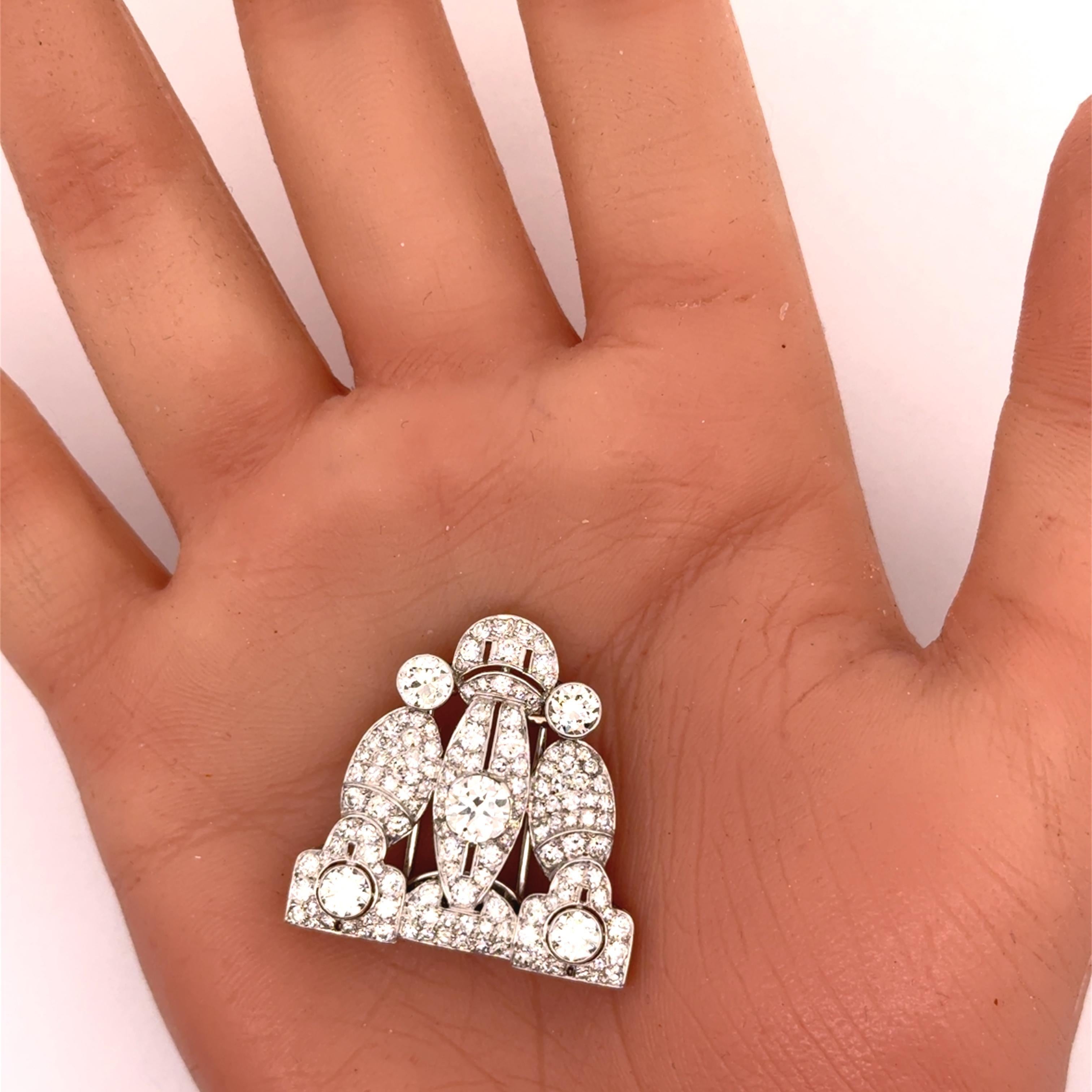 Edwardian Antike Diamant Platin Brosche im Angebot 1