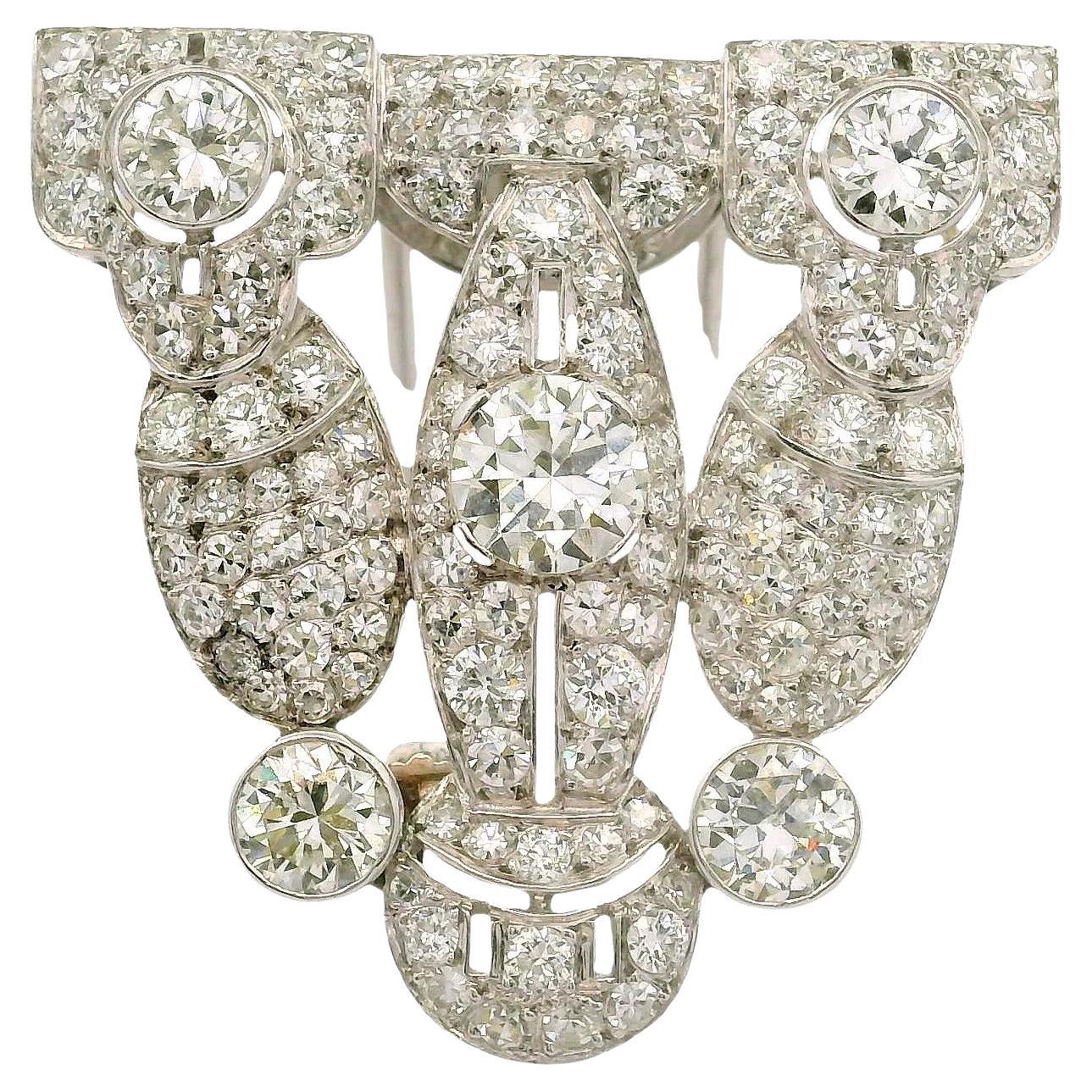 Broche édouardienne ancienne en platine et diamant