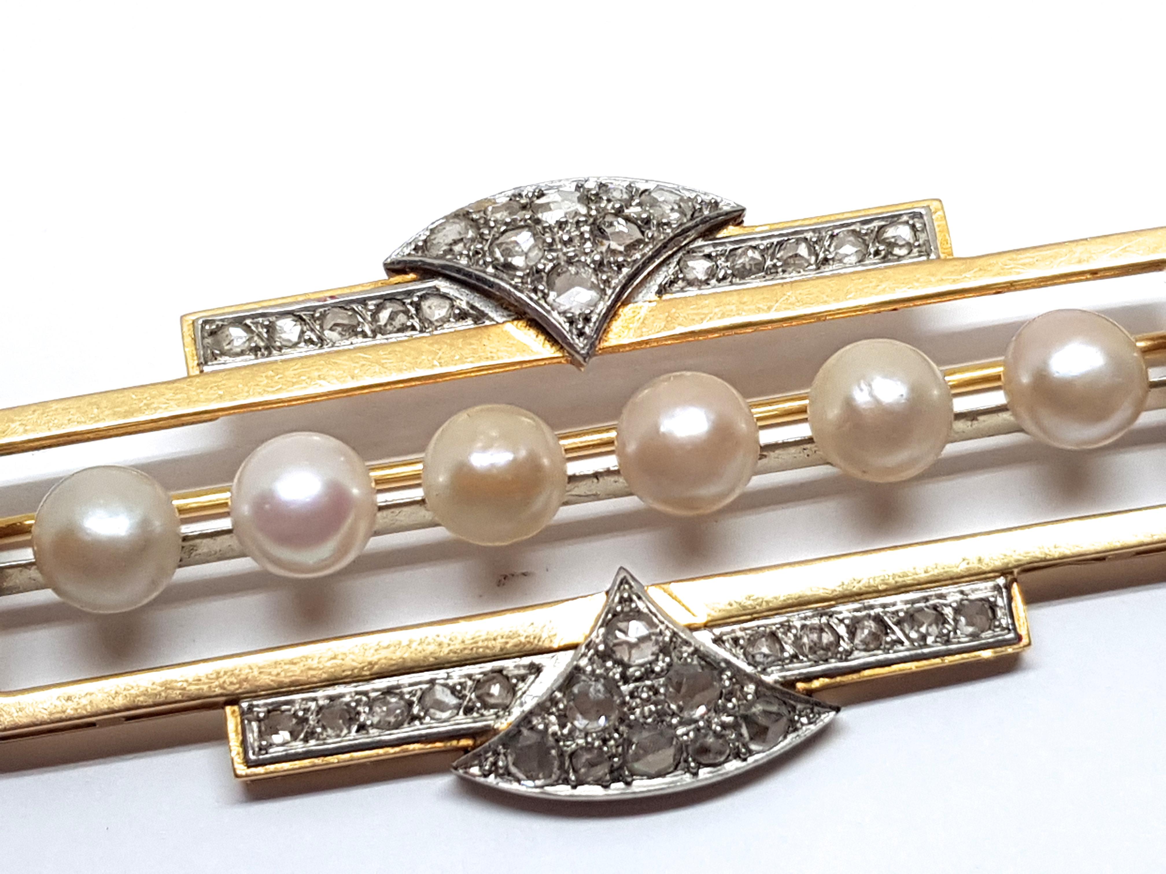 Edwardian Antique Diamond Sapphire Pearl Brooch For Sale 7