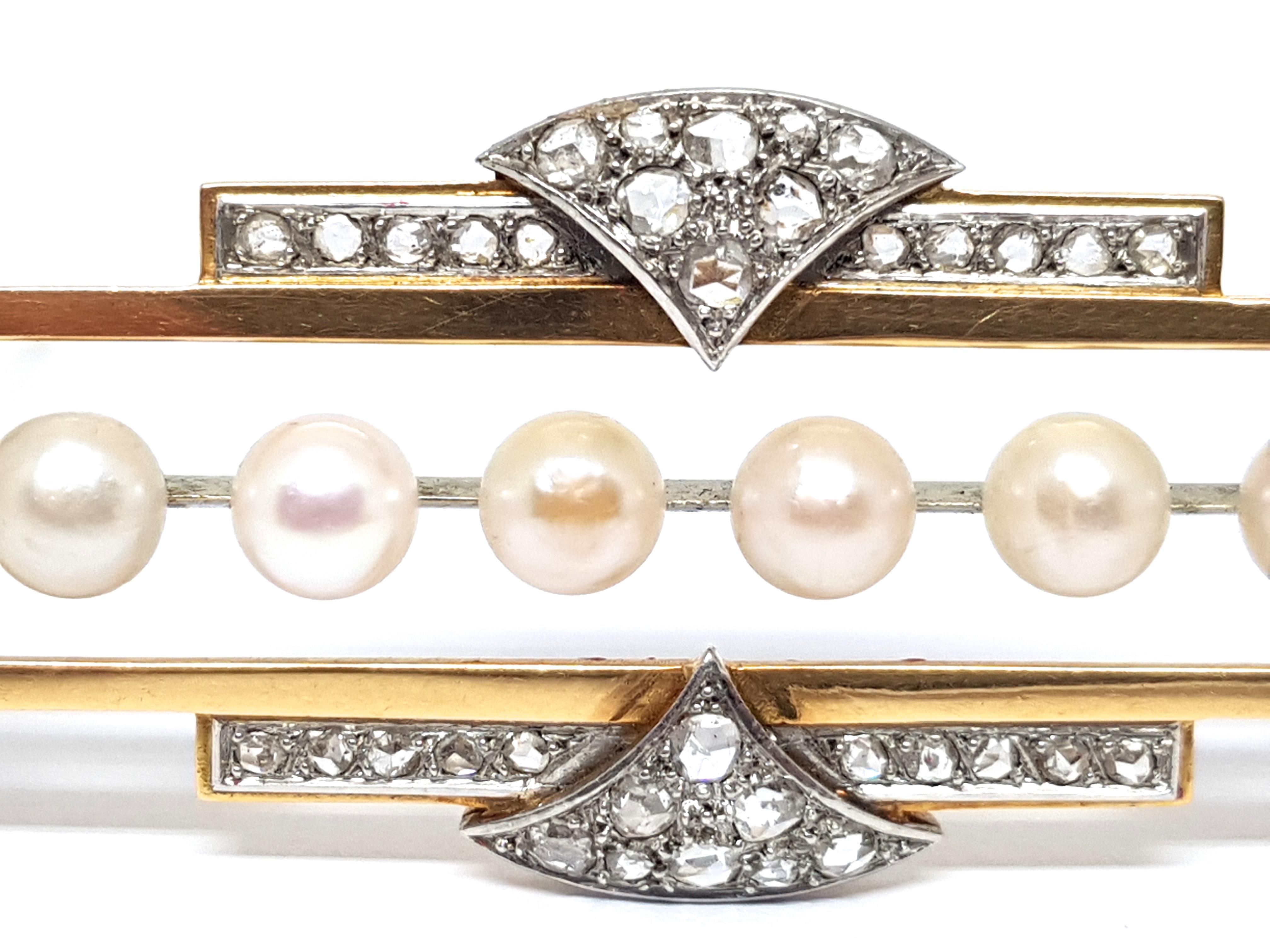 Women's Edwardian Antique Diamond Sapphire Pearl Brooch For Sale