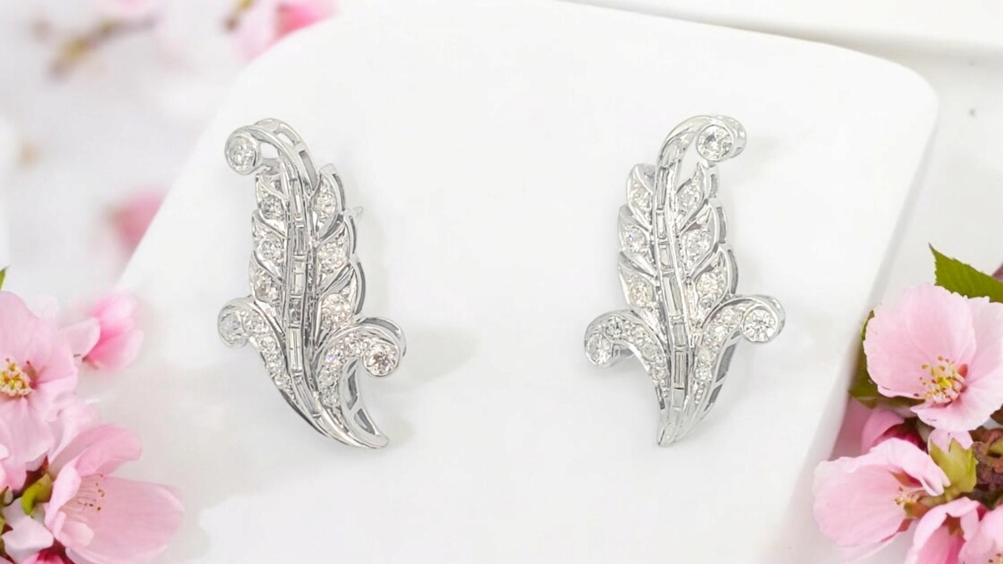 Orecchini Edwardian Antique European Cut Natural Diamond in Argento Platinum cert in vendita 15
