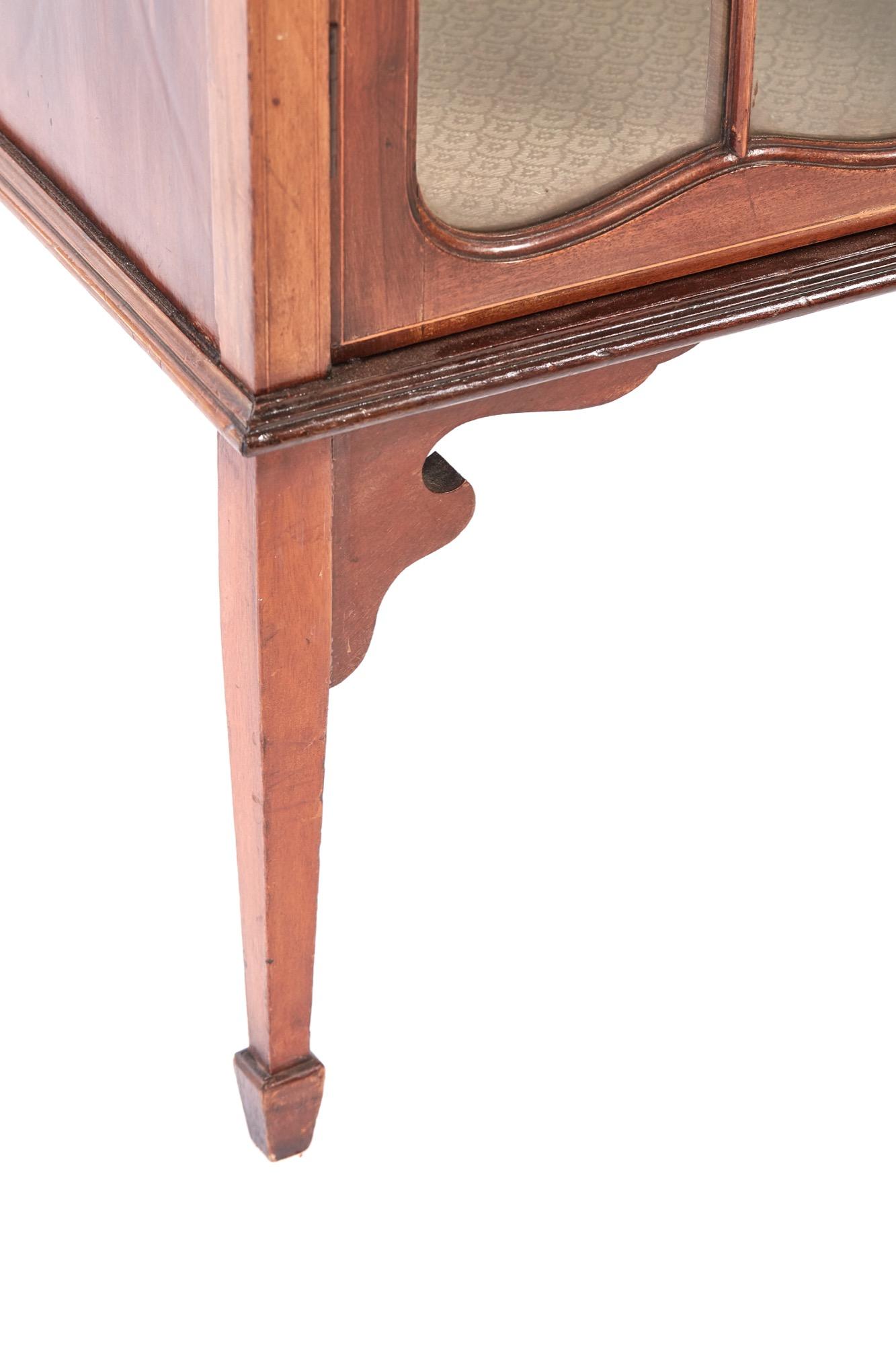 Edwardian Antique Mahogany Inlaid Display Cabinet 6