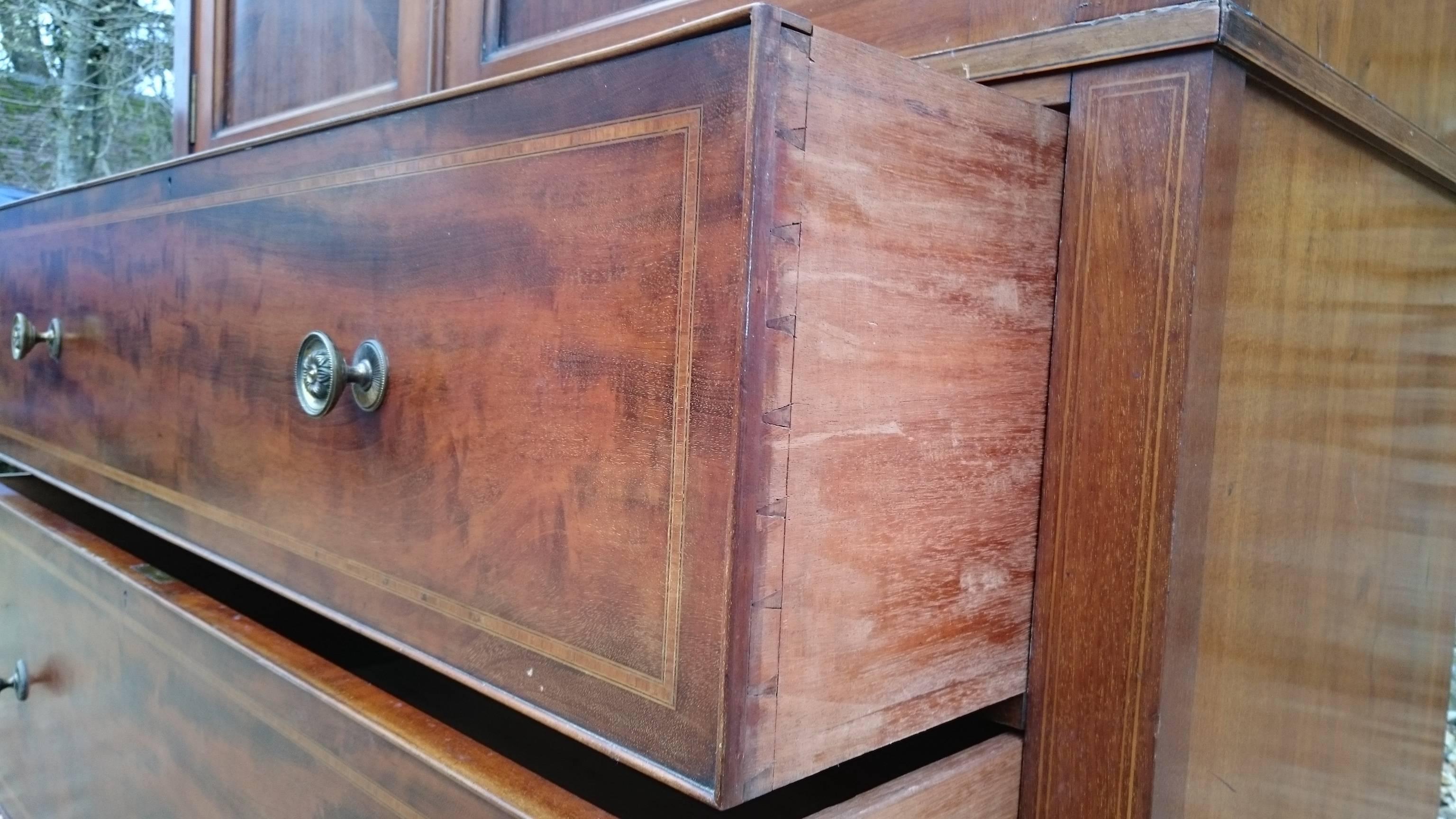 Edwardian Antique Mahogany Wardrobe Linen Press Made by Gillow of Lancaster 3