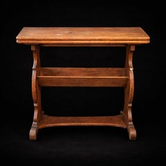 Edwardian Antique Oak Readers Trestle Side Table