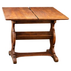 Edwardian Antique Oak Readers Trestle Side Table