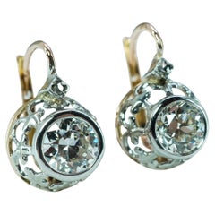 Orecchini a pendente con diamanti Edwardian Antique French in oro 18 carati DORMEUSES