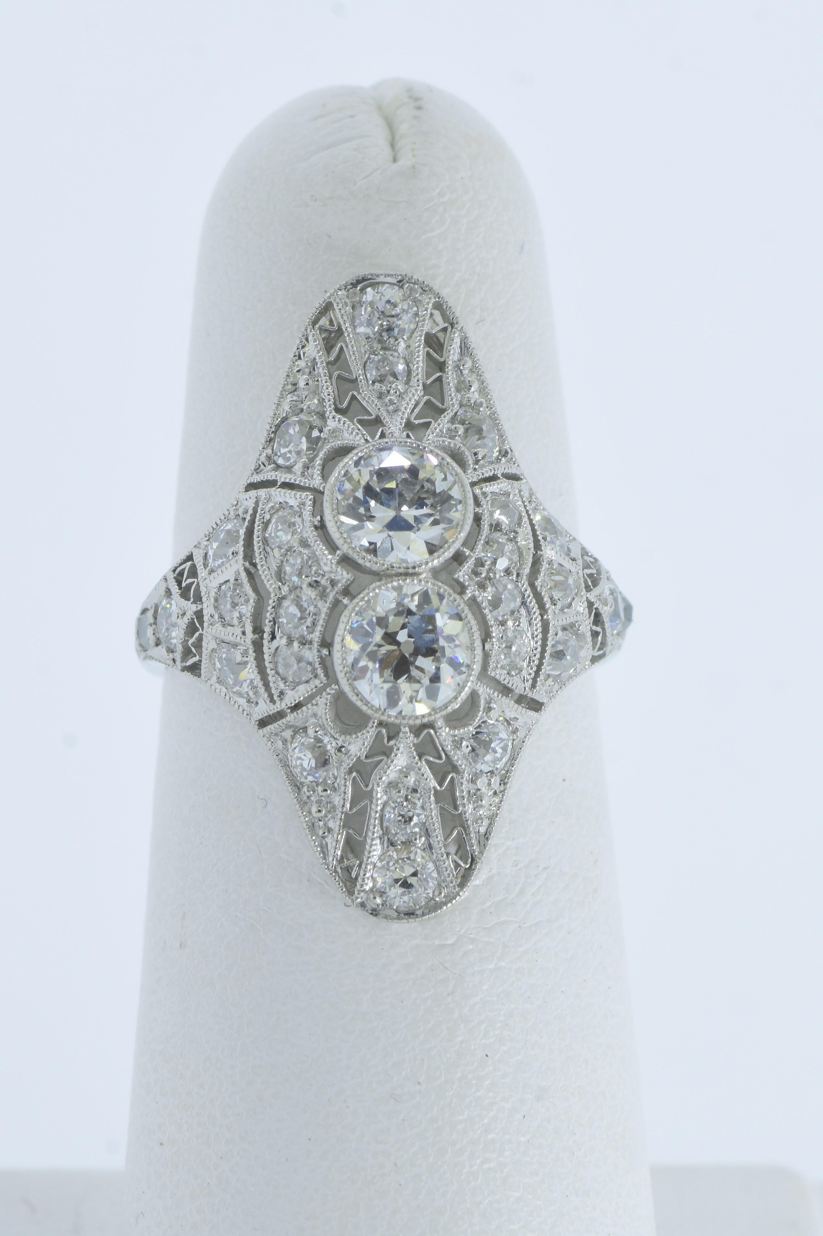 Edwardian Antique Platinum and Diamond Ring, circa 1915 For Sale 5