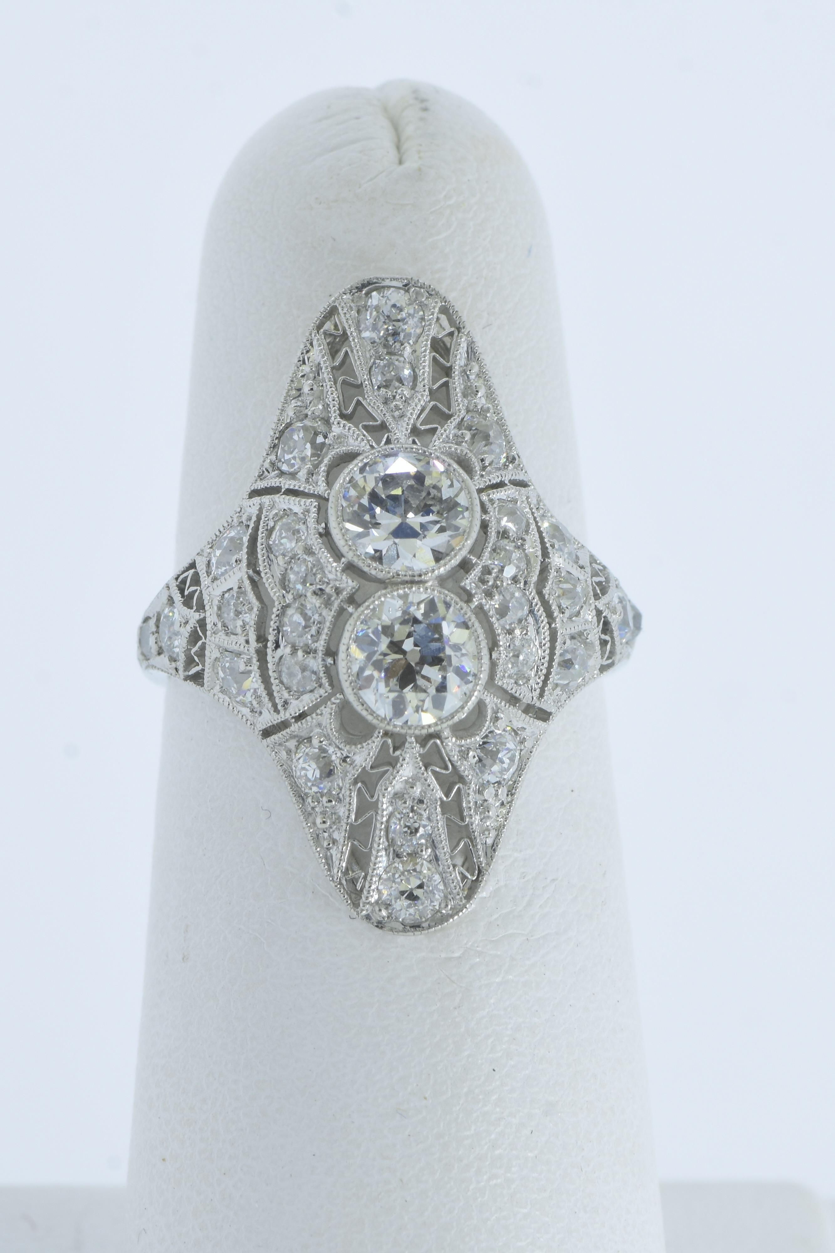 Edwardian Antique Platinum and Diamond Ring, circa 1915 For Sale 6
