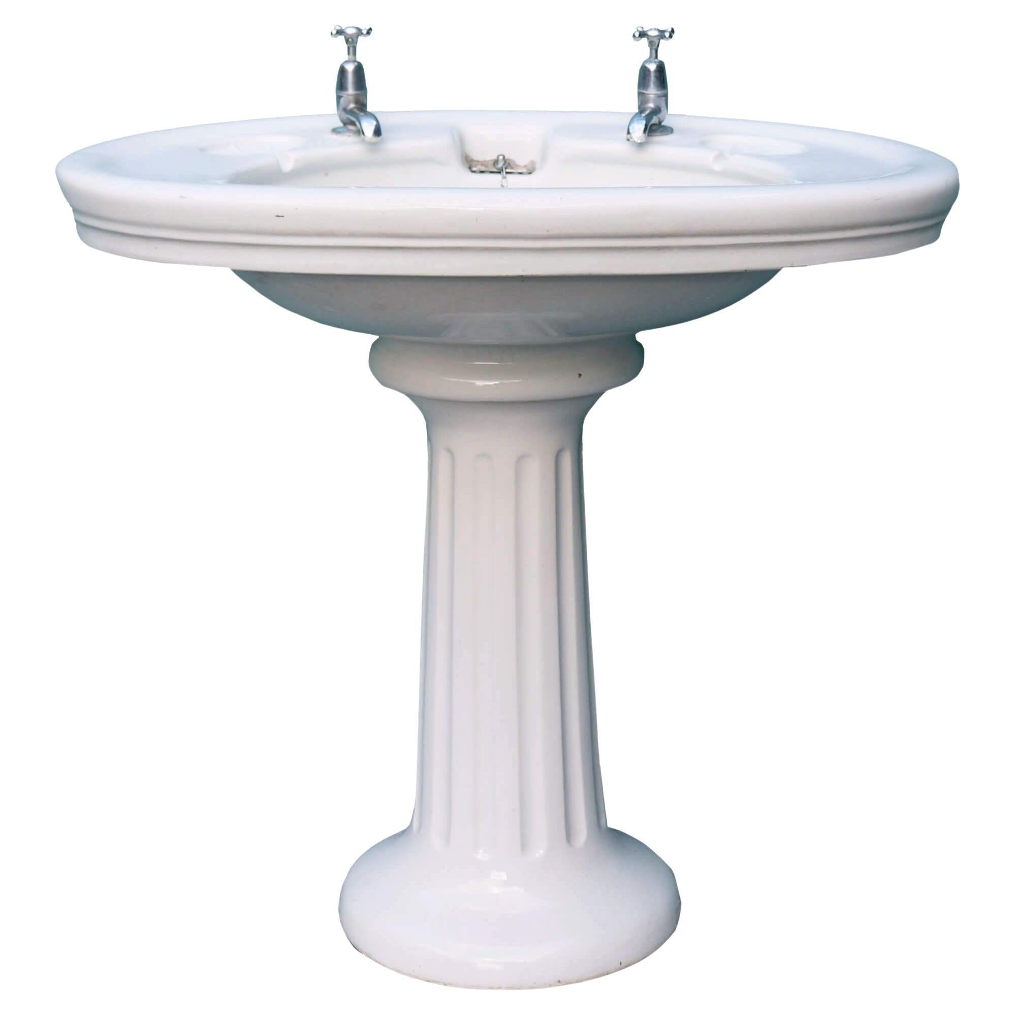 Edwardian Antique Porcelain Pedestal Washstand