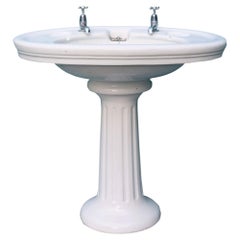Edwardian Used Porcelain Pedestal Washstand