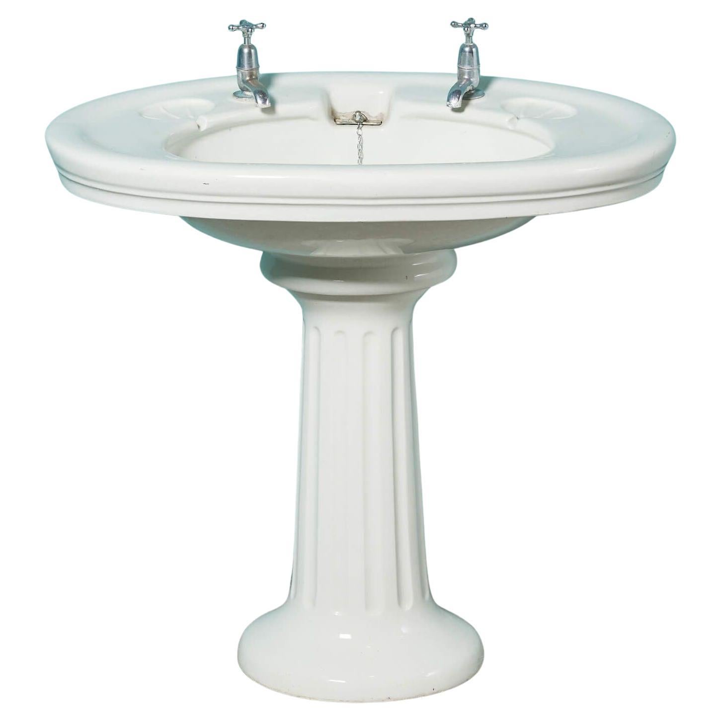 Edwardian Antique Porcelain Pedestal Waschtisch