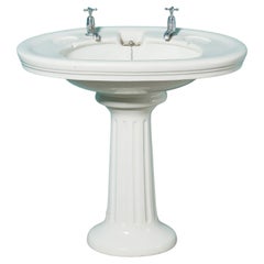 Edwardian Antique Porcelain Pedestal Washstand
