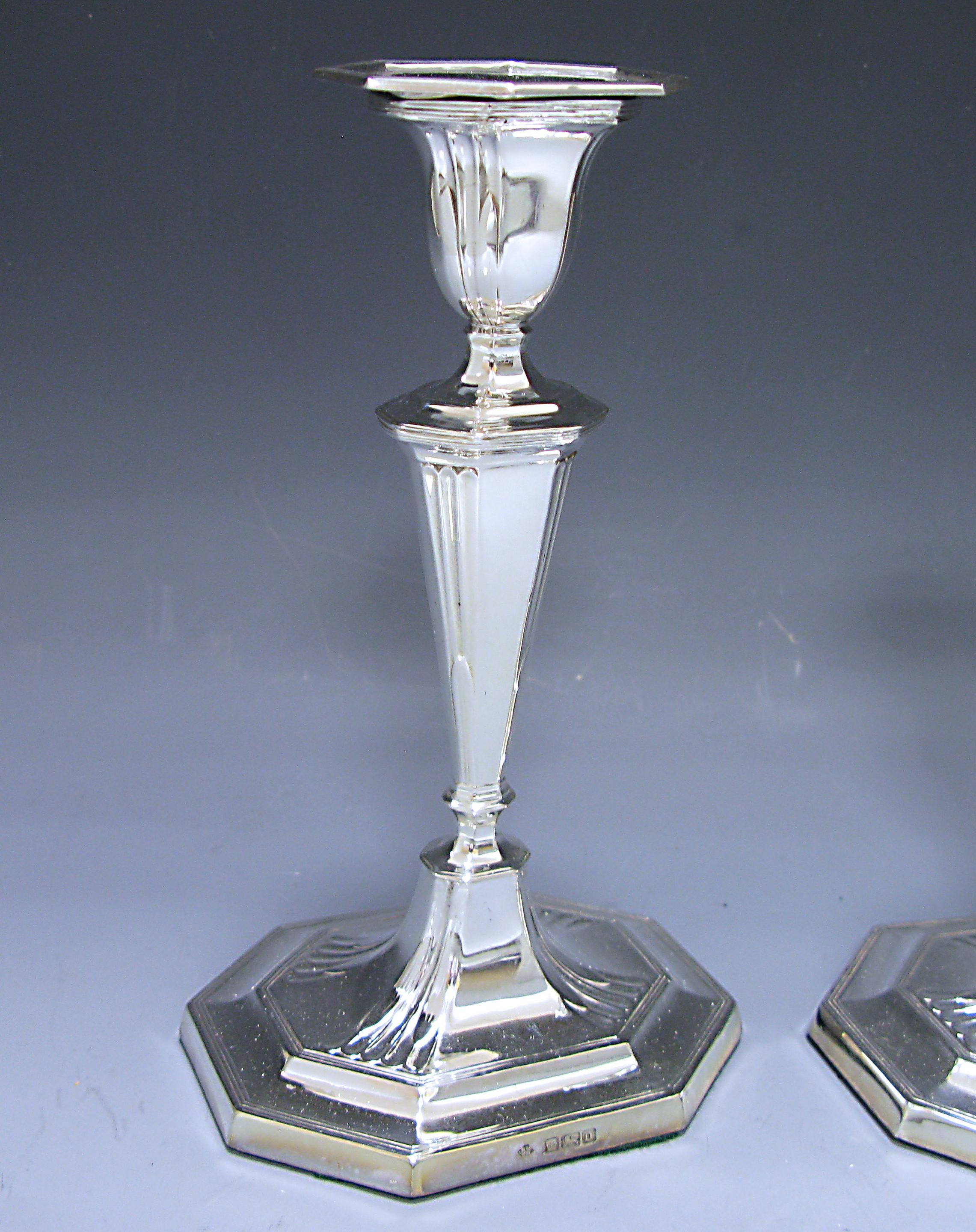 English Edwardian Antique Silver Candlestick, 1906 For Sale