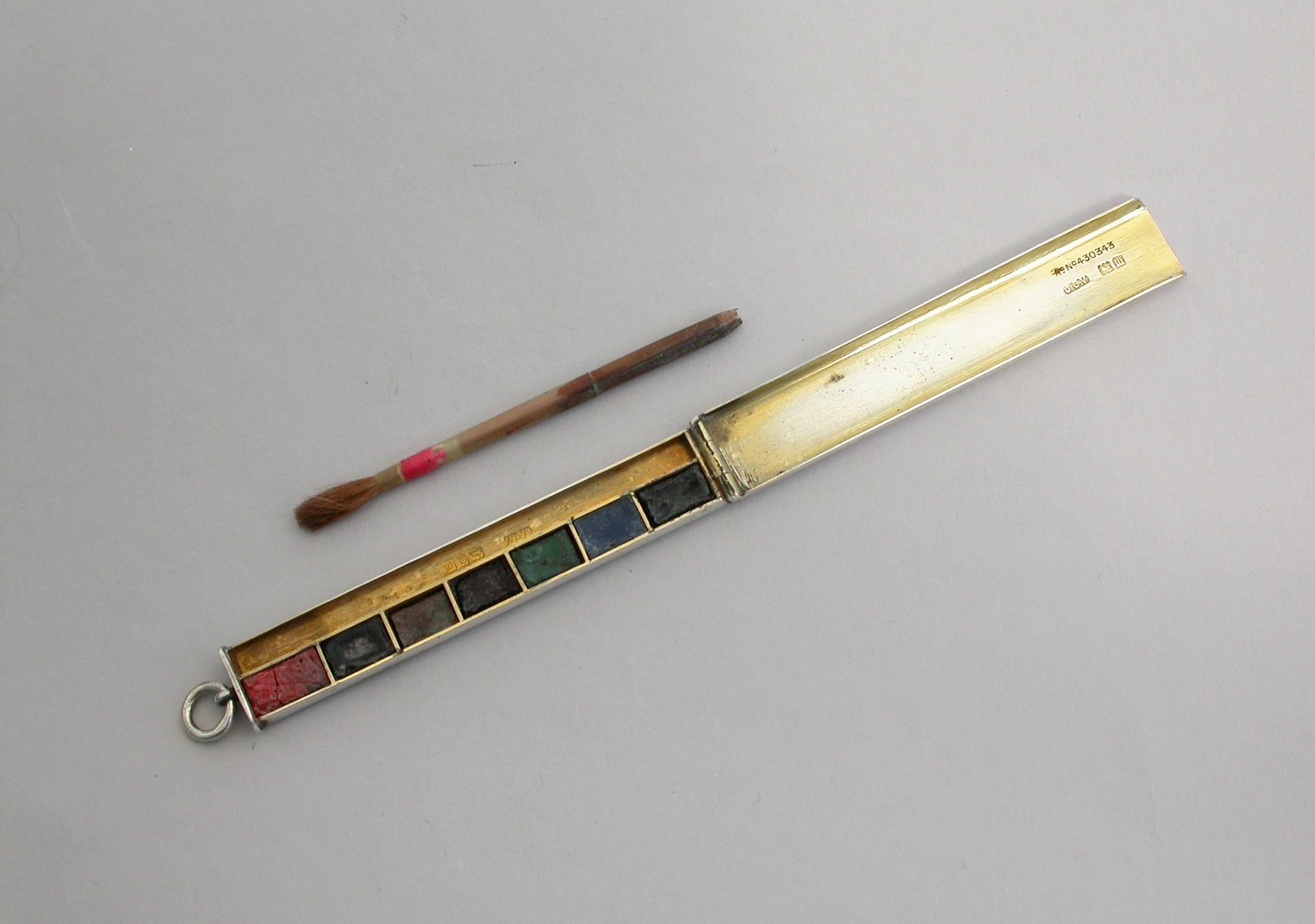 Edwardian Antique Silver Miniature Travelling Paint Box J C Vickery London, 1907 For Sale 7