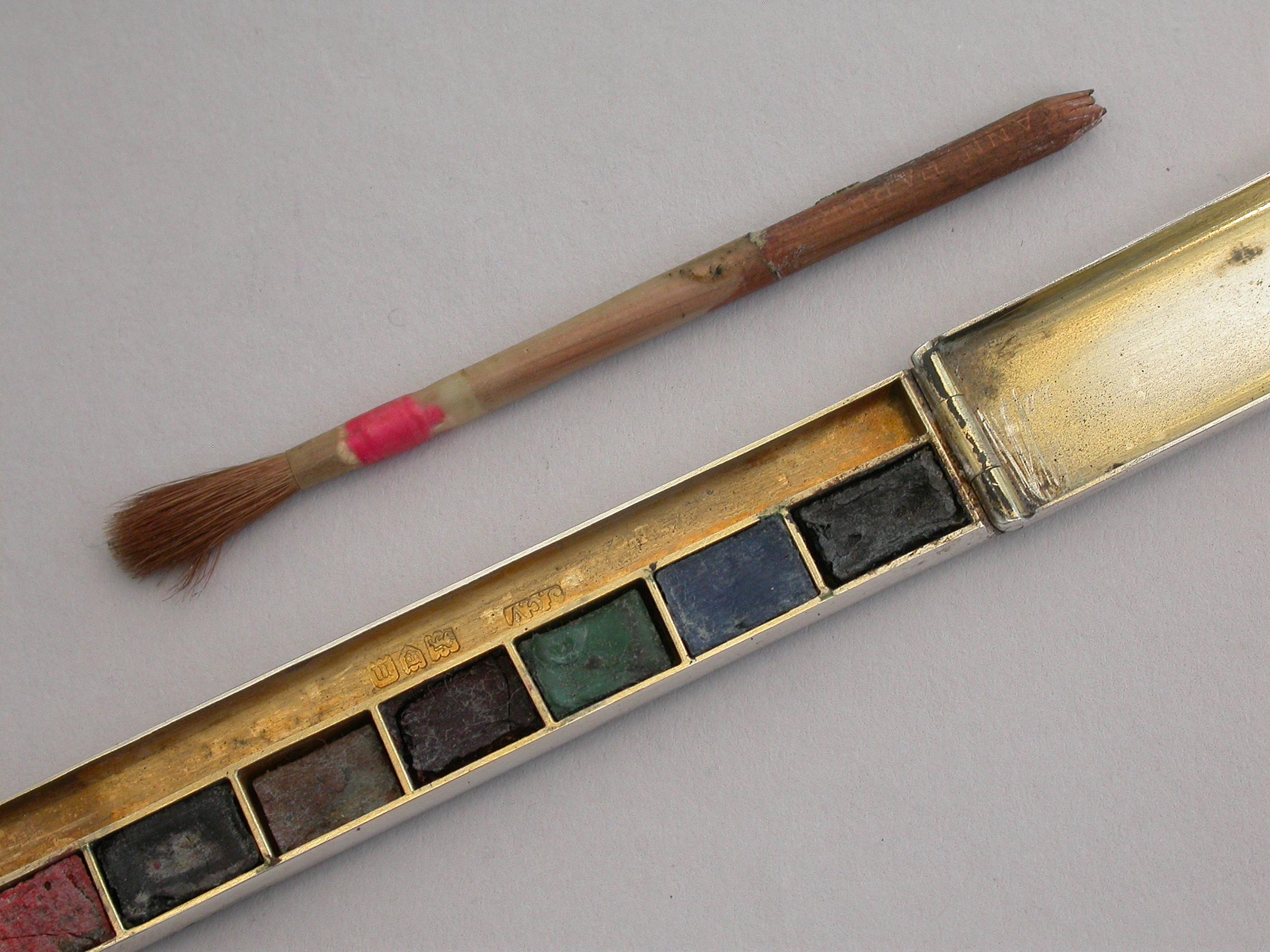 Edwardian Antique Silver Miniature Travelling Paint Box J C Vickery London, 1907 For Sale 8