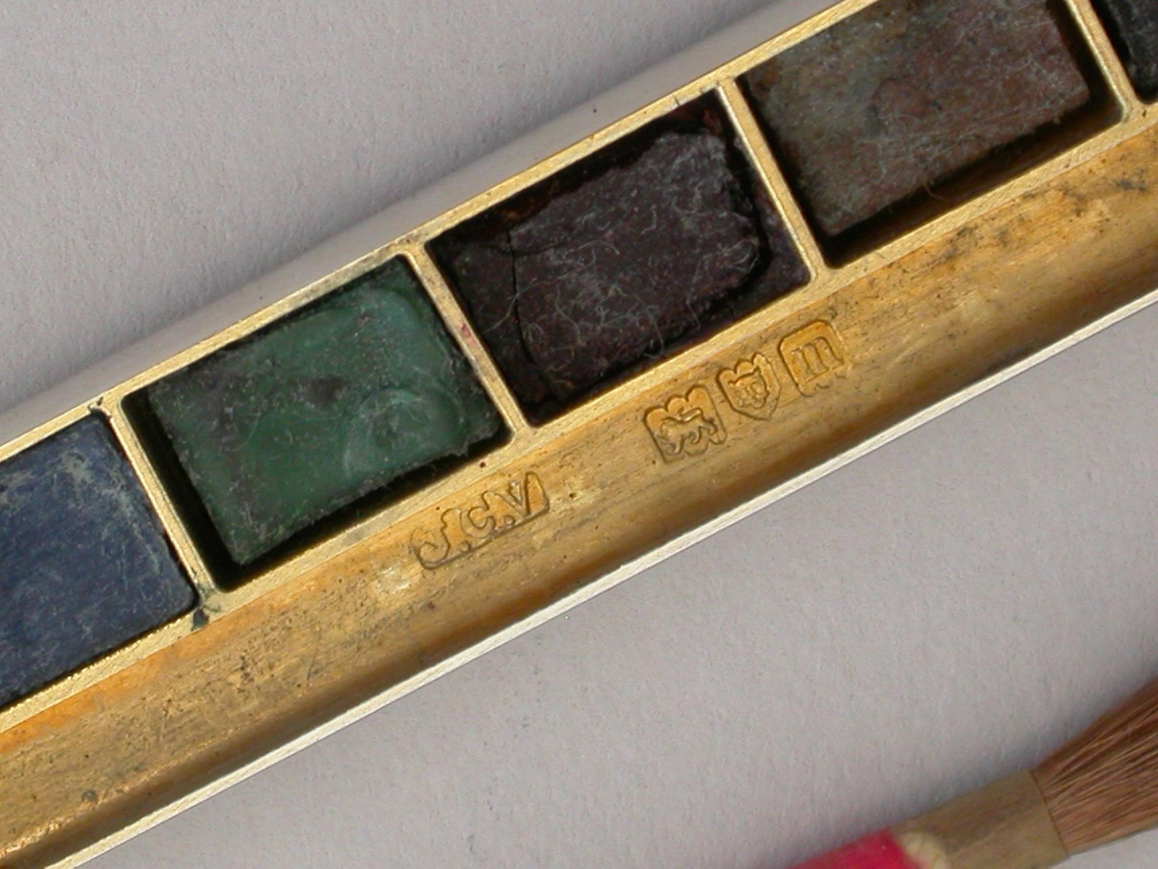 Edwardian Antique Silver Miniature Travelling Paint Box J C Vickery London, 1907 For Sale 9