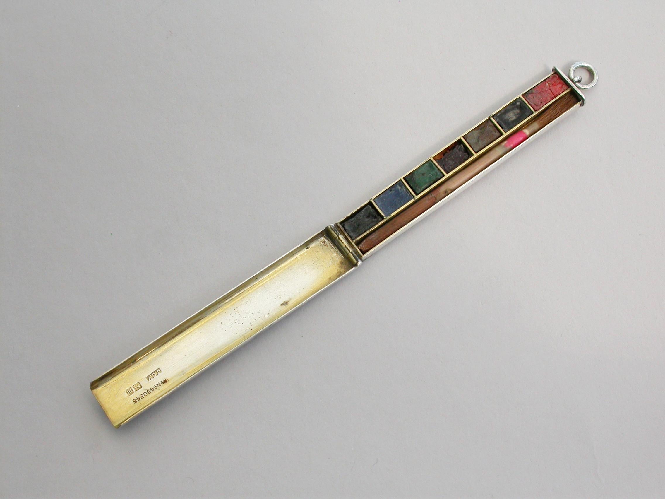 Edwardian Antique Silver Miniature Travelling Paint Box J C Vickery London, 1907 For Sale 3
