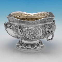Edwardian antique sterling silver Armada pattern bowl by Elkington 1905