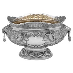 Cuenco eduardiano antiguo de plata de ley con motivo Armada de Elkington 1905