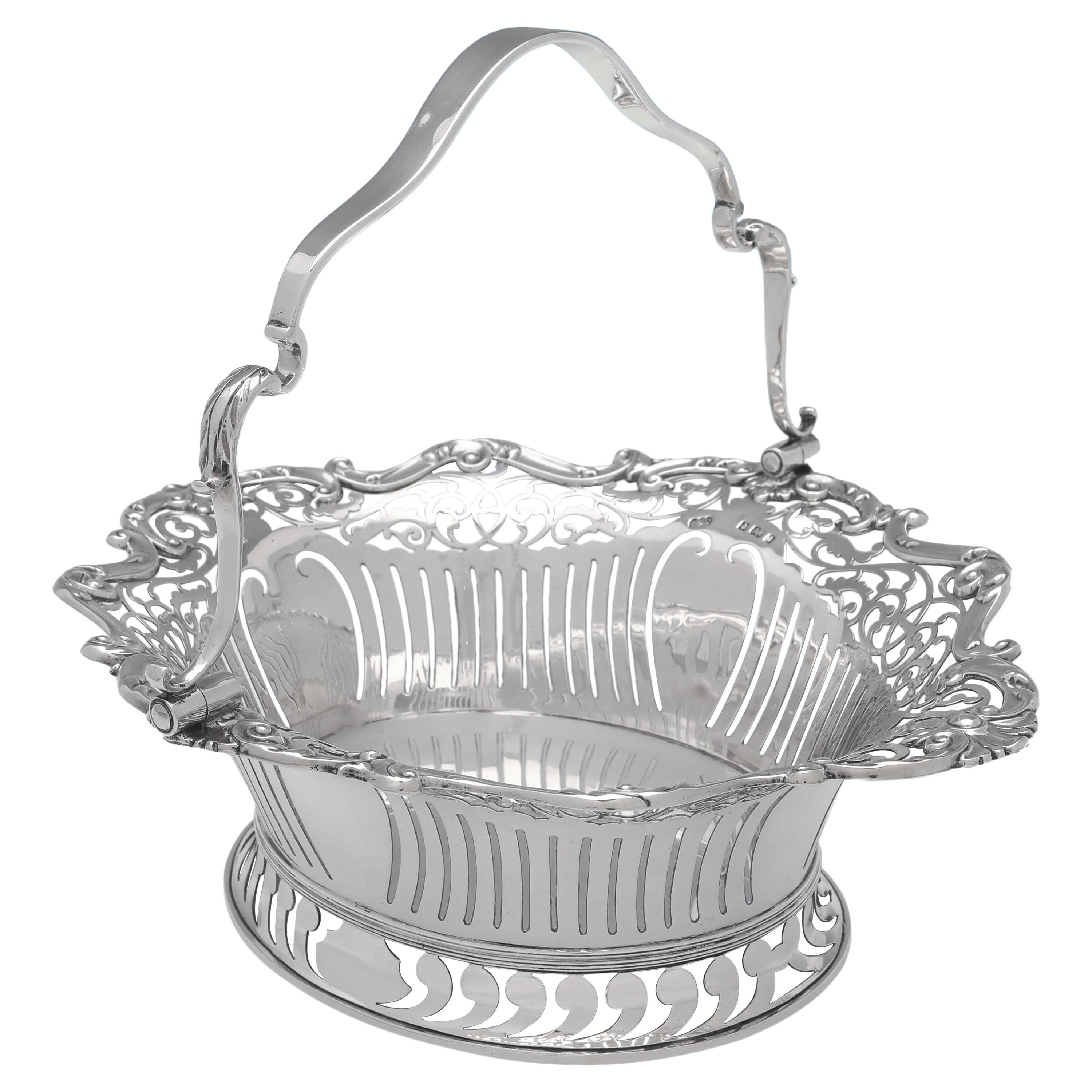 Cestino antico edoardiano in argento sterling, Elkington, Birmingham 1903