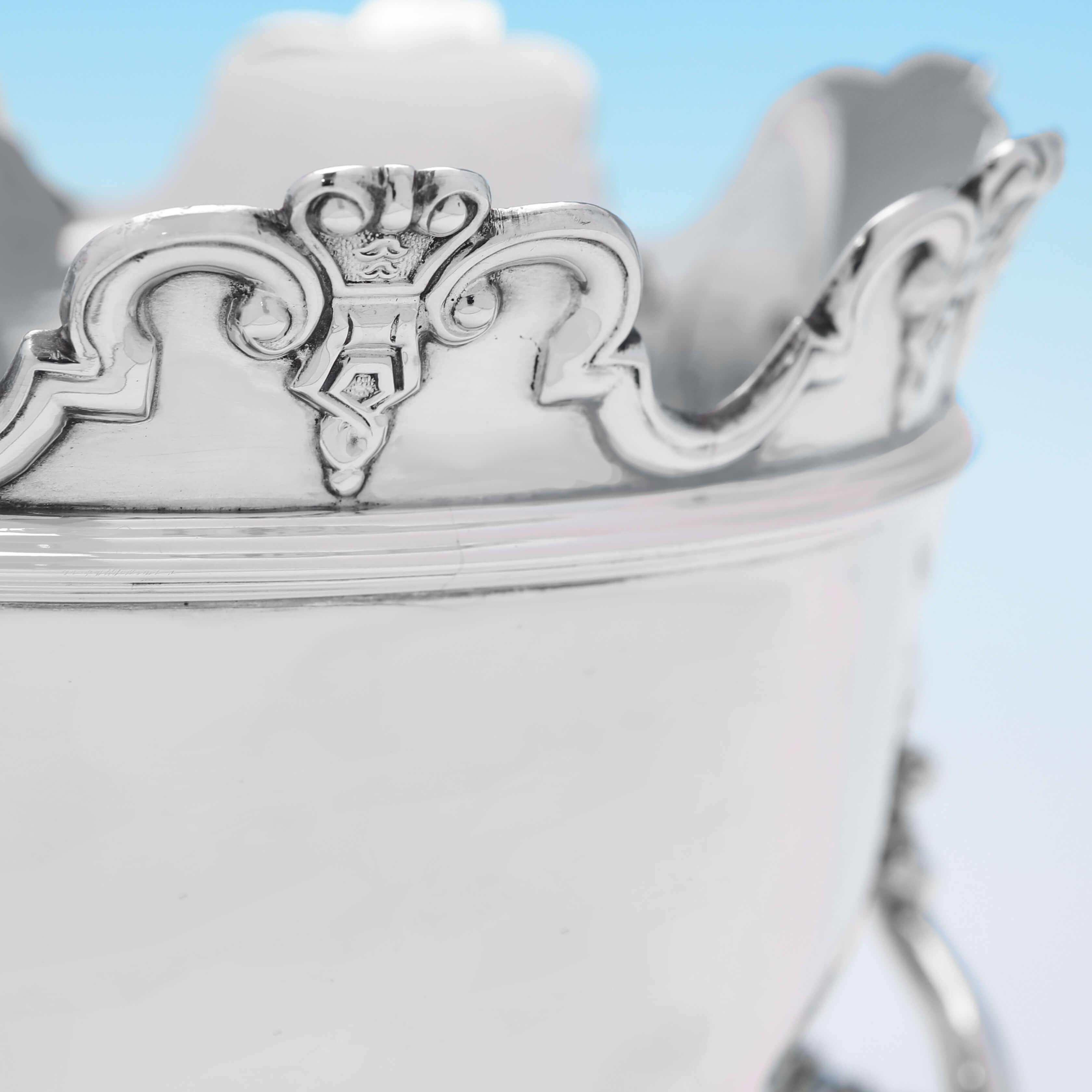Edwardian Antique Sterling Silver Bowl - Monteith Style - 1905 In Good Condition For Sale In London, London