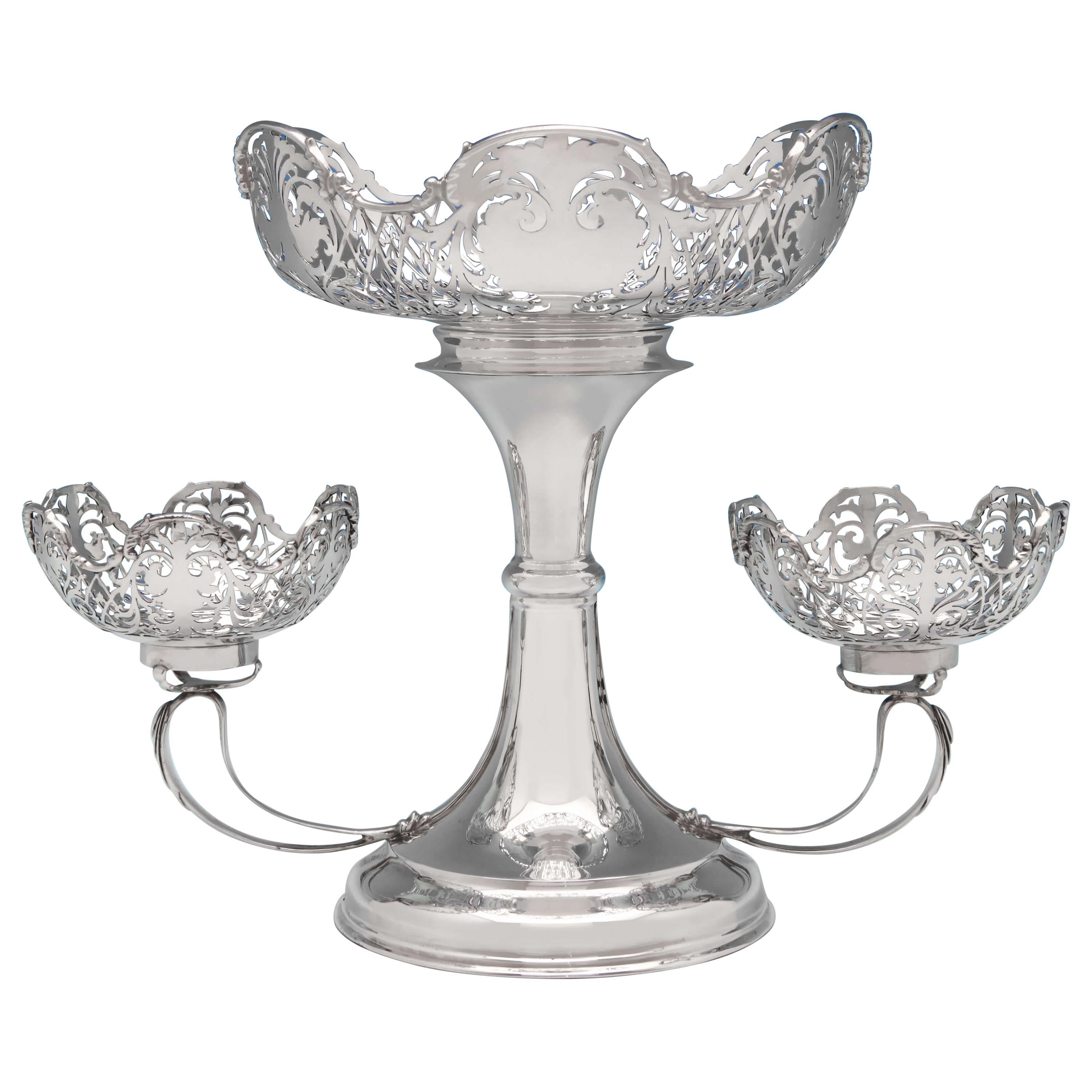 Edwardian Antique Sterling Silver Epergne by Jackson & Fullerton London, 1906