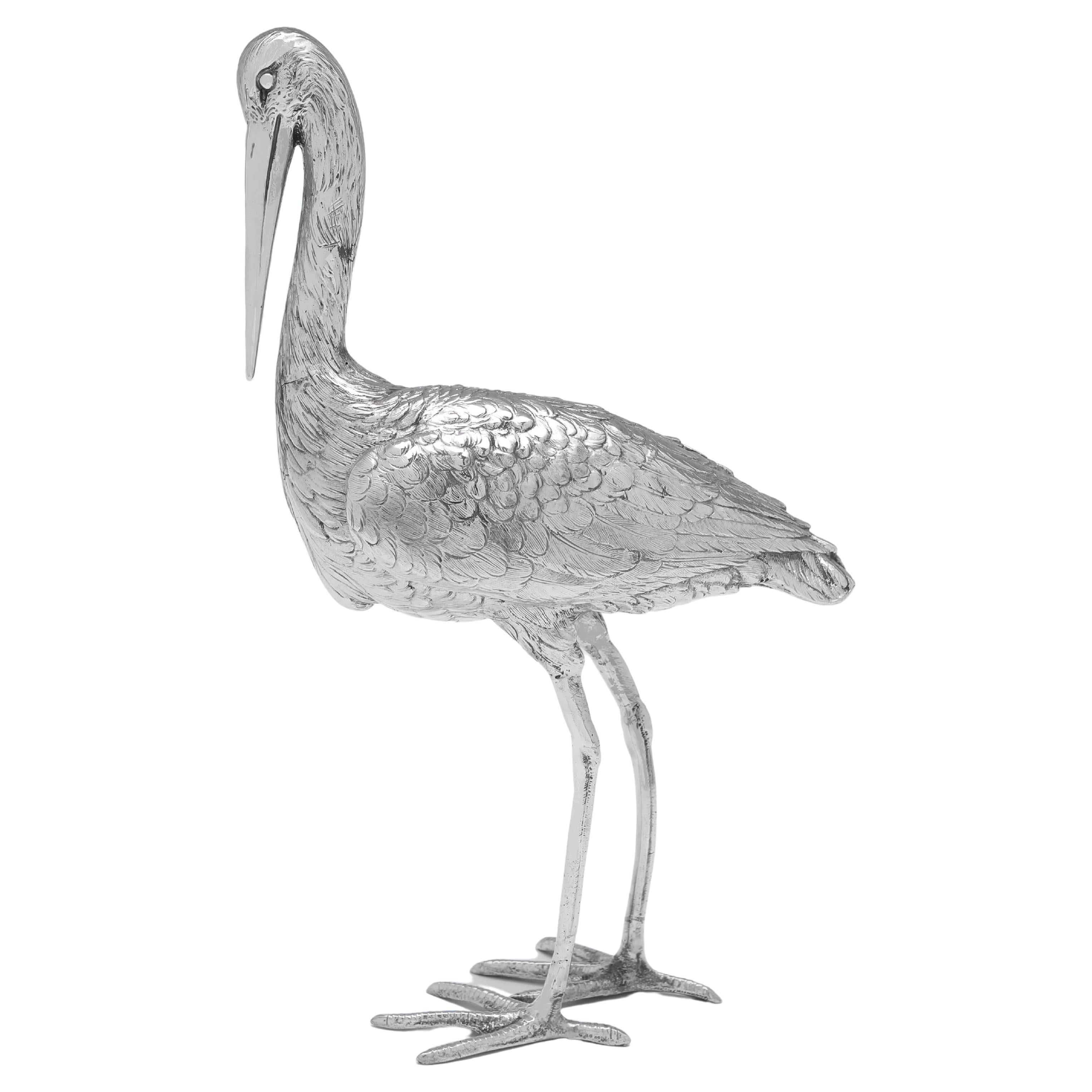 Edwardian Antique Sterling Silver Model of a Stork by Berthold Muller in 1908 For Sale