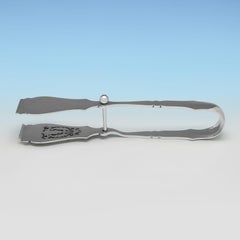 Edwardian antique sterling silver pair of asparagus servers hallmarked in 1907