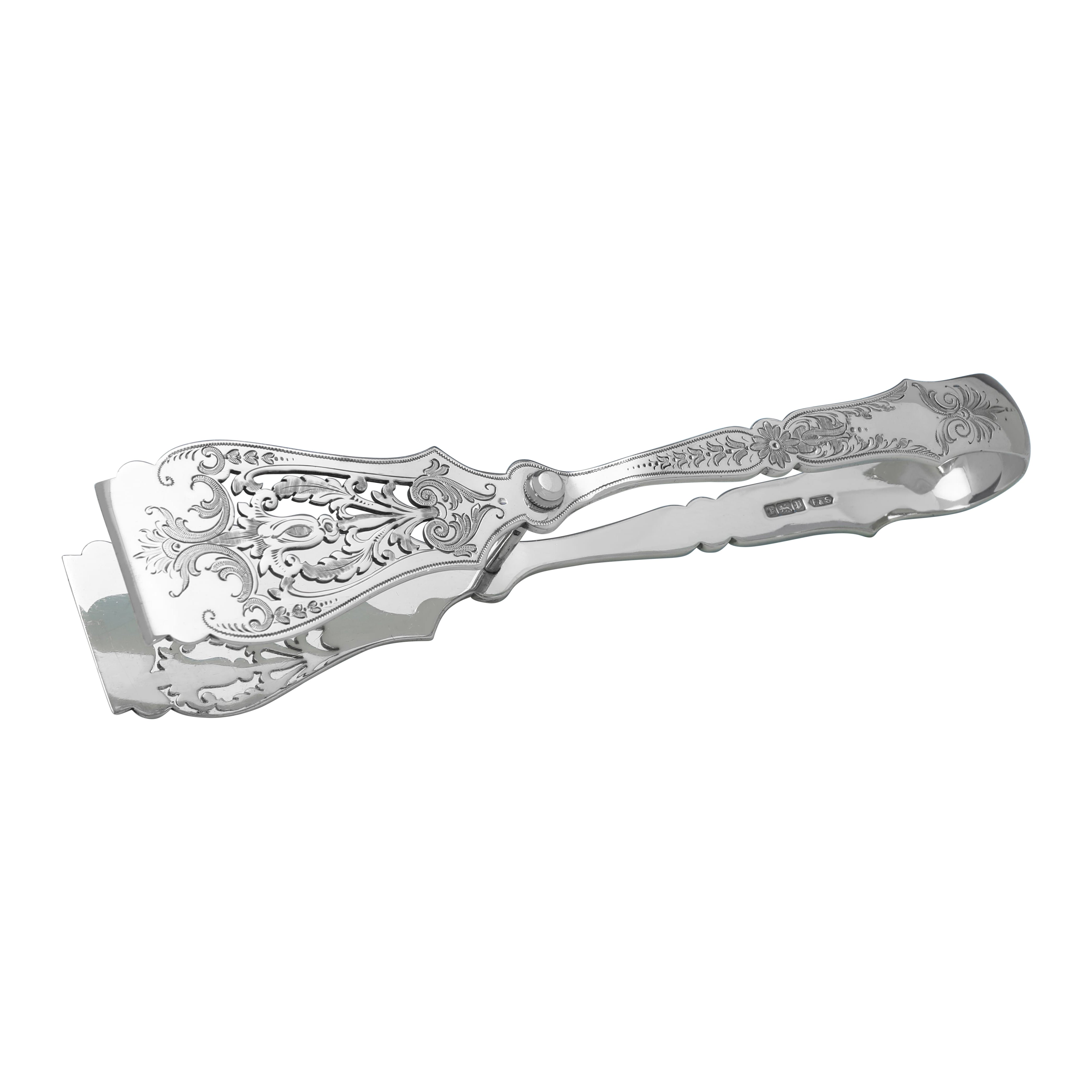 Edwardian antiken Sterling Silber Paar Spargelbesteck gepunzt im Jahr 1907