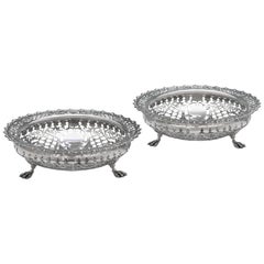 Edwardian Antique Sterling Silver Pair Of Dishes by Edwards & Sons, 1902
