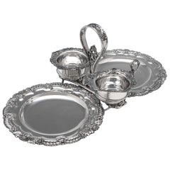 Plat à fraises édouardien ancien en argent sterling par James Dixon & Sons en 1907