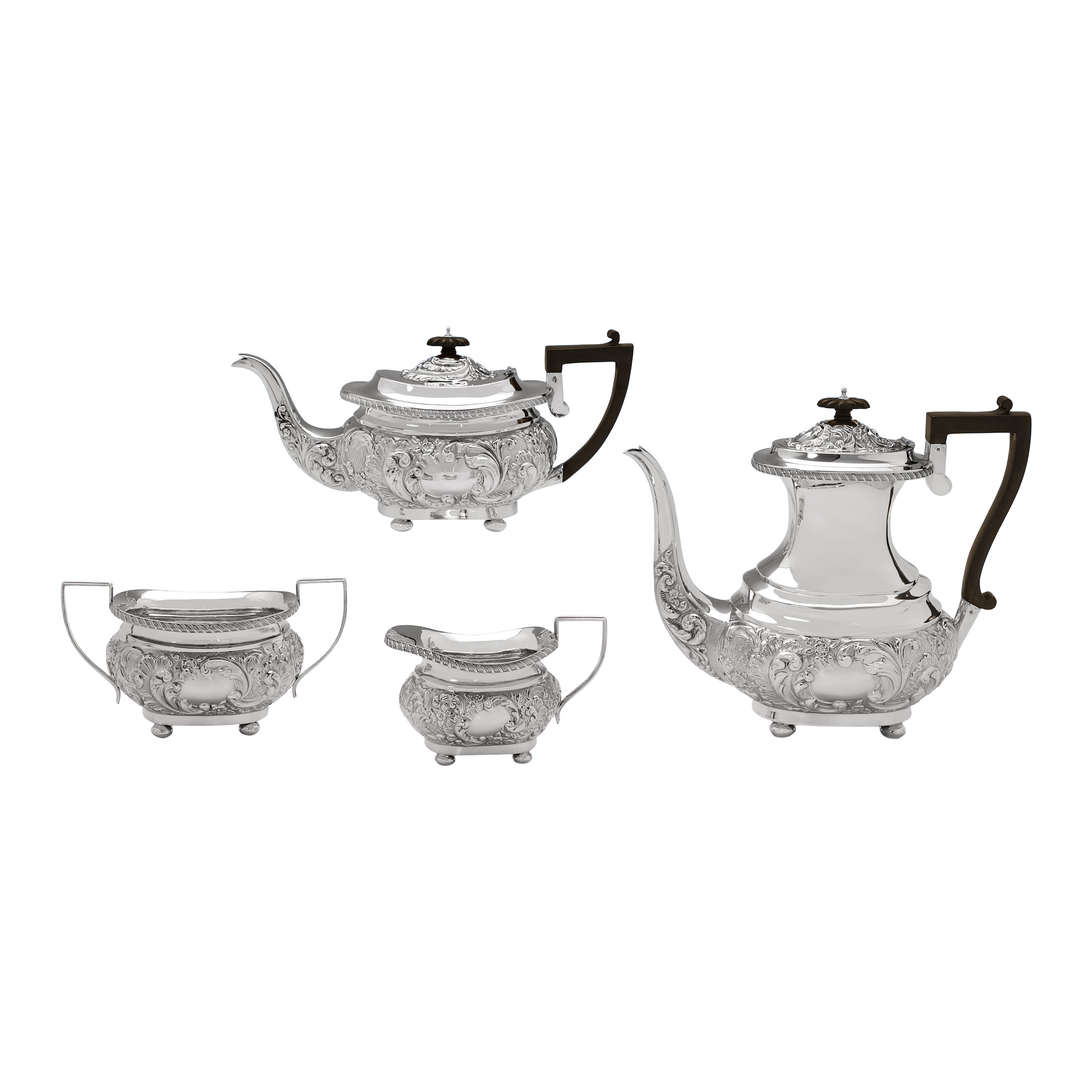 Edwardian antique sterling silver tea and coffee service - made in 1901