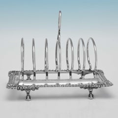 Edwardian Antique Sterling Silver Toast Rack, London, 1902