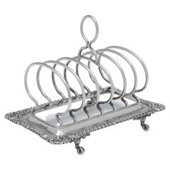 Edwardian Antique Sterling Silver Toast Rack, London, 1902