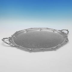 Edwardian Antique Sterling Silver Tray, Mappin Brothers, Sheffield 1902