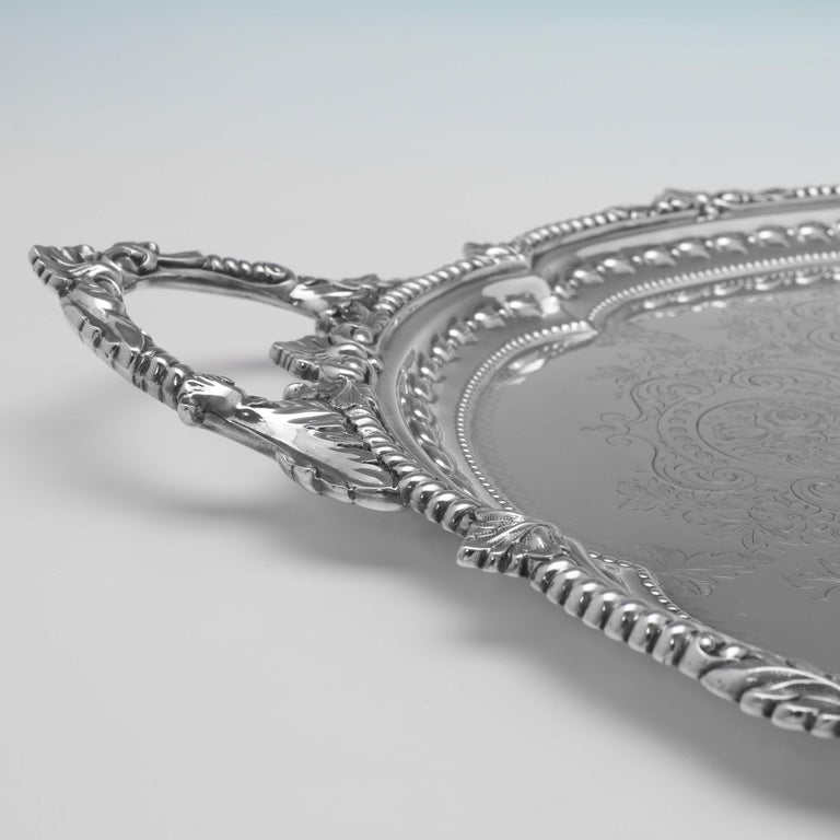 Edwardian Antique Sterling Silver Tray, Mappin Brothers, Sheffield 1902 In Good Condition For Sale In London, London